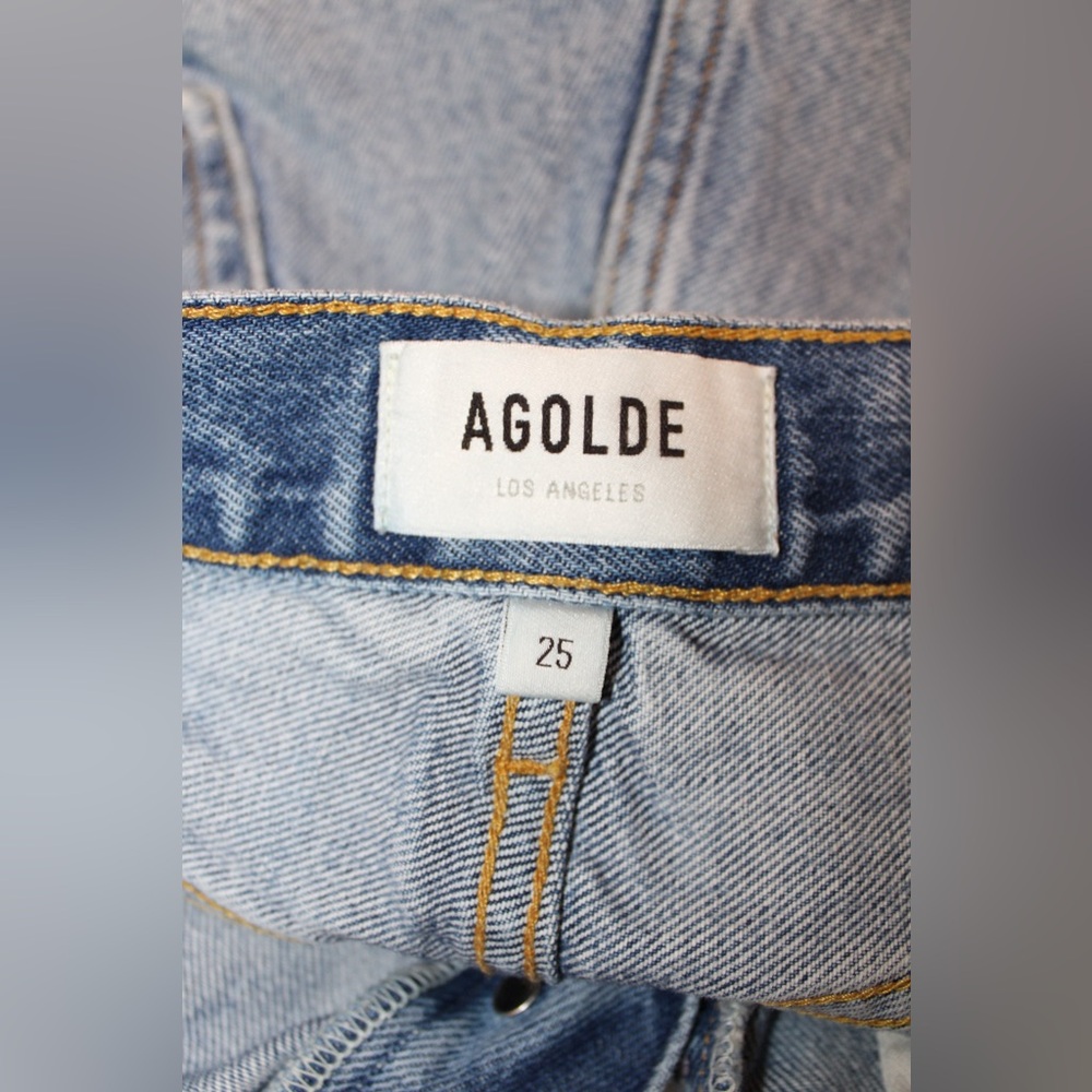 AGOLDE Parker Vintage Blue Cut Off Denim Shorts - Picture 9 of 10
